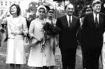 Mohammad Zahir Shah, the last king of Afghanistan until 1973, with his wife the Queen Humaria Begum and the President and Mrs. John F. Kennedy (1962)